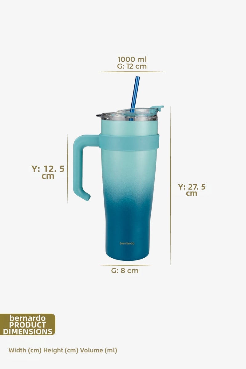 Bernardo Alto Thermos Cup with Straw Navy Blue 1000ml (Made in Turkey) - Image 2